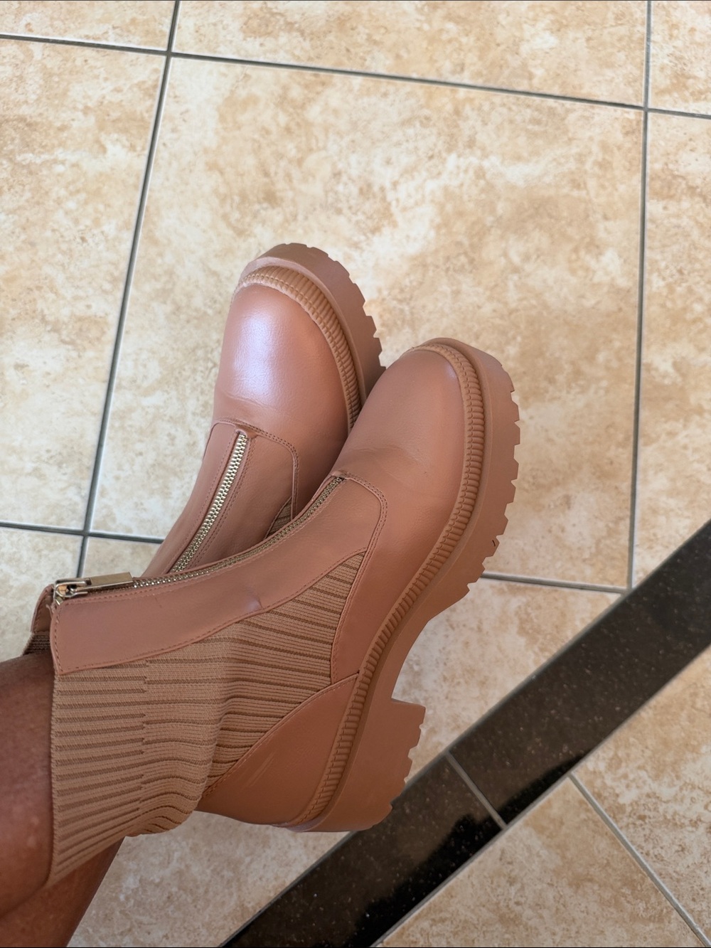 Women's Chunky BCBG Booties - Tan